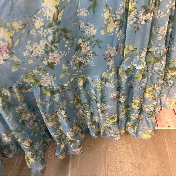 Mac Duggal Ruffle Tiered Floral Cut-out Chiffon Blue floral gown size 12 stunner - Picture 13 of 15